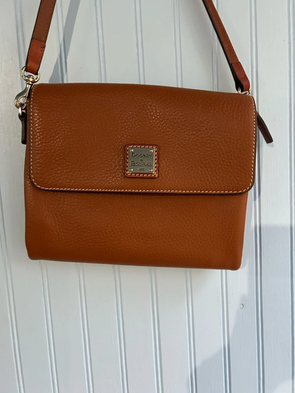 Dooney & Bourke Chestnut Pebble Leather Crossbody - Picture 1 of 9
